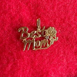 Vintage 14K Gold Best Mom Necklace Charm